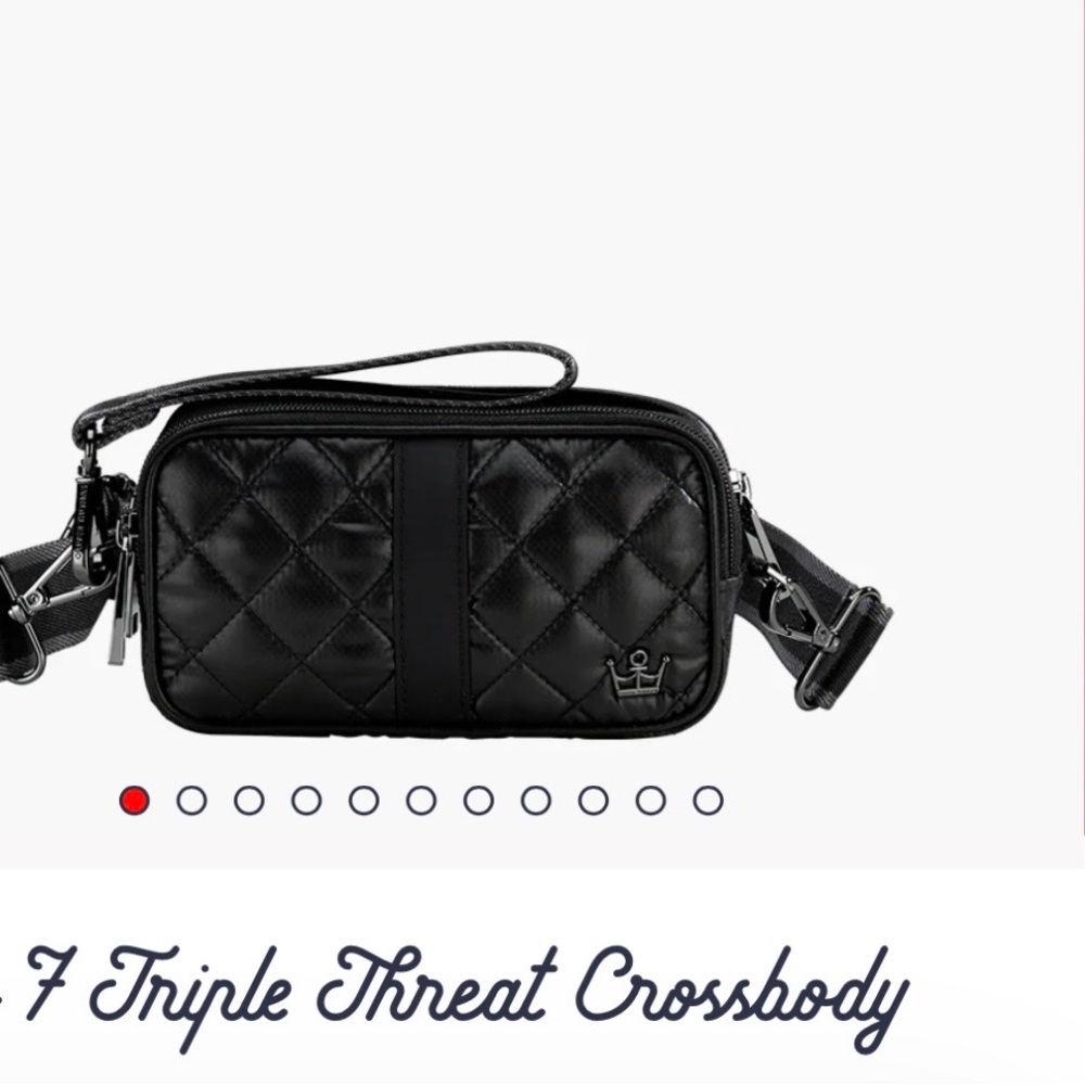 Oliver Thomas Quilted Black Crossbody Bag with Crown Logo NWT